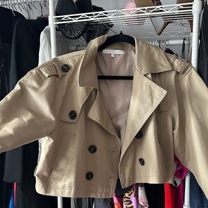 Women's Tan Double-Breasted Jacket cropped trench